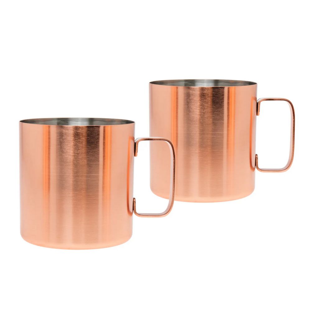 Two Brushed Copper Design Mugs til Kyiv Mule - Mule Mugs fra Godinger USA hos The Prince Webshop