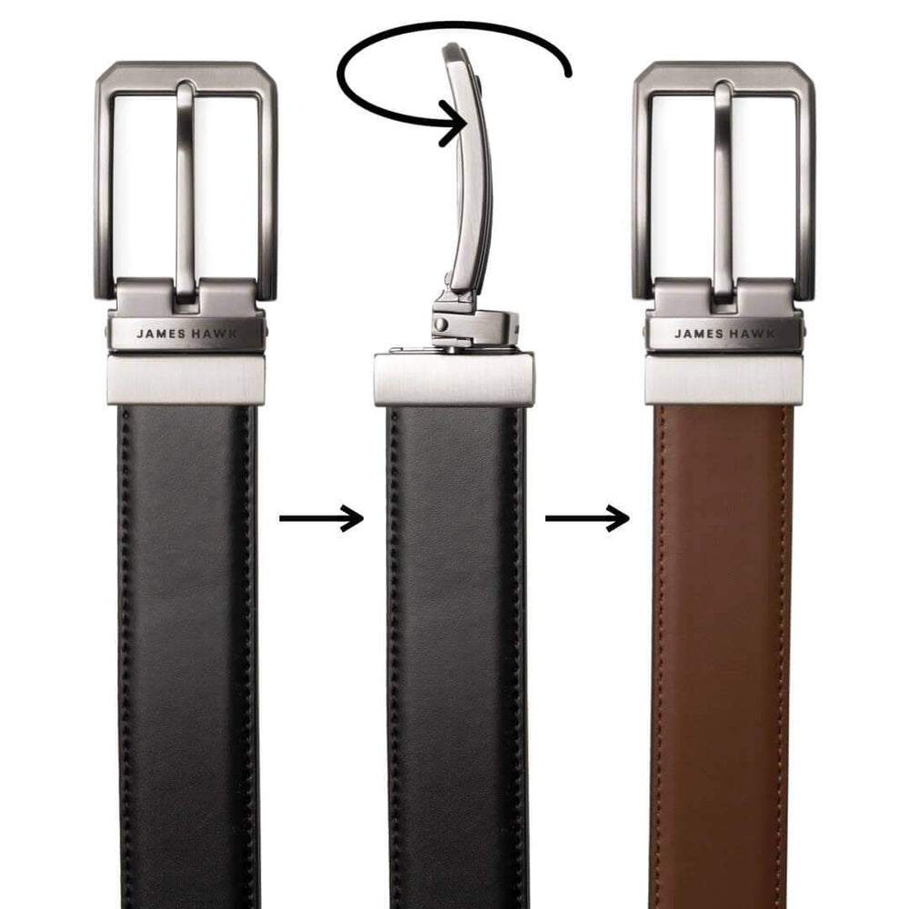 James Hawk Smart Belt - Reversible Black/Camel - Bælte fra James Hawk hos The Prince Webshop