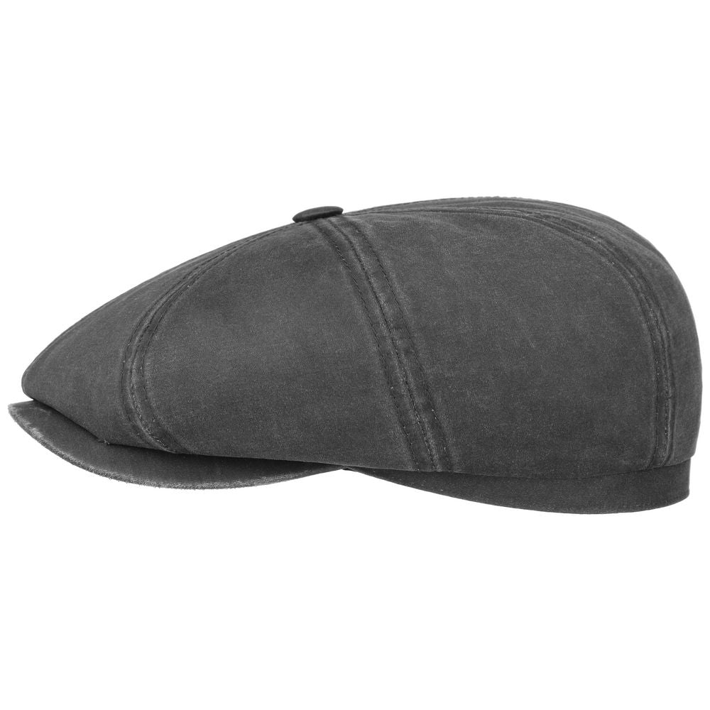 Stetson Hatteras Sixpence Flat Cap Sort Oilskin Look - Flat Cap fra Stetson hos The Prince Webshop