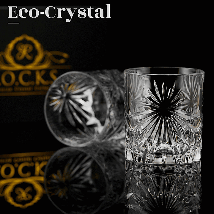 2 Stk. SOLEIL Krystal Whisky Glas i Gaveæske - Whiskey Glas fra R.O.C.K.S hos The Prince Webshop