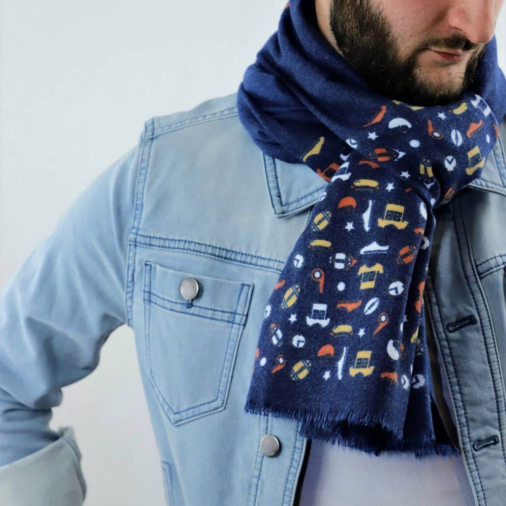 Scarf Designers Halstørklæde - Rugby Blue - Halstørklæde fra Scarf Designers Berlin hos The Prince Webshop