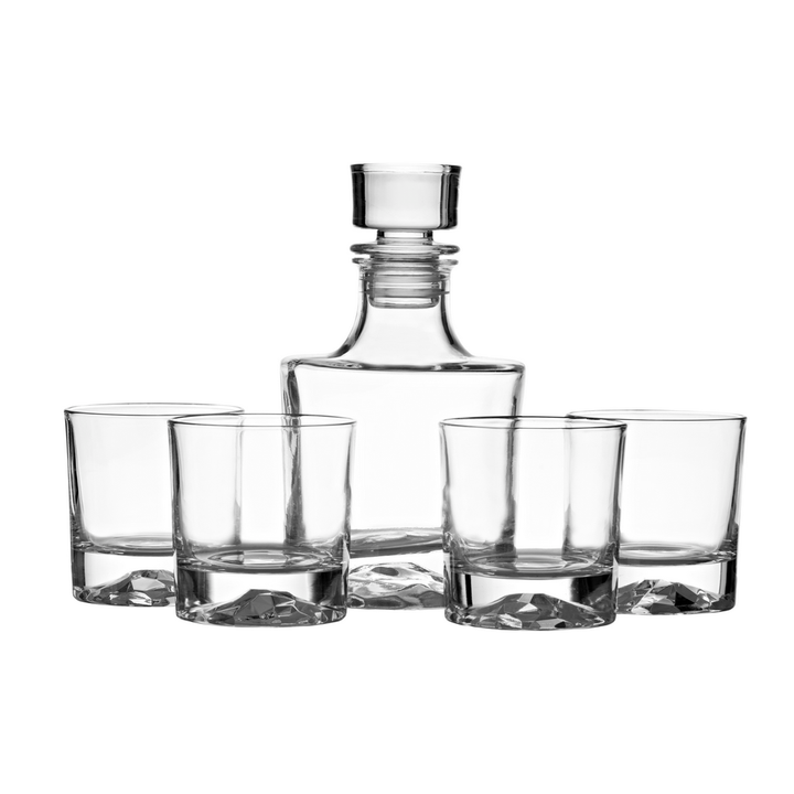 Whiskey Karaffel med Lufttæt Glasprop + 4 Glas - Whiskey Karaffel fra Bezrat Barware USA hos The Prince Webshop