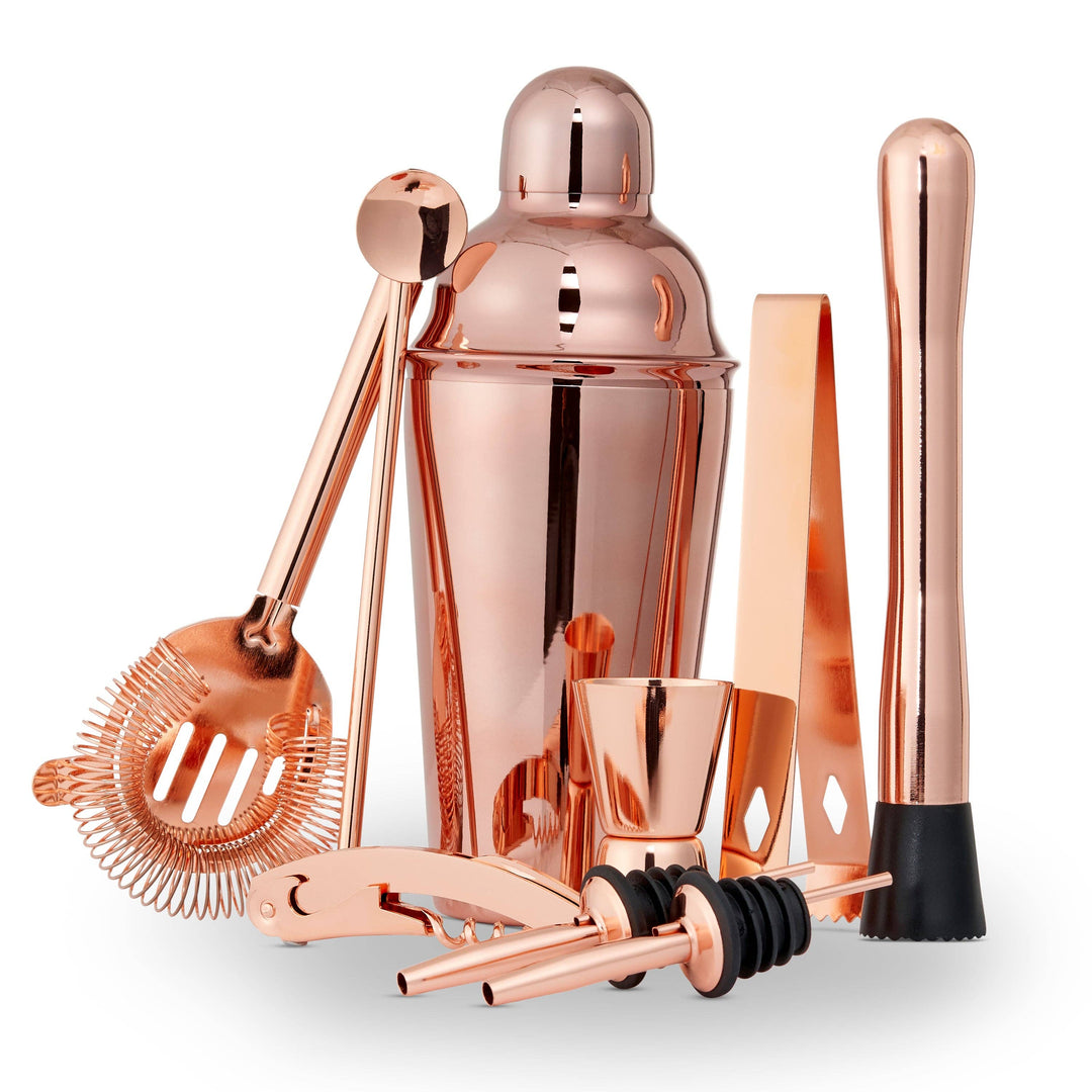 Oak & Steel - 10 Pcs Rose Gold Cocktail Set - Bartender Gear fra Oak & Steel hos The Prince Webshop