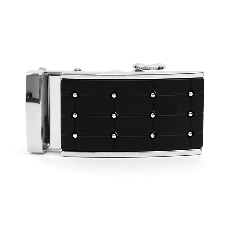Auto Slide & Lock Bælte Spænde - Sølv og Sort - Uden Livrem - Bælte fra The Prince's Collection hos The Prince Webshop