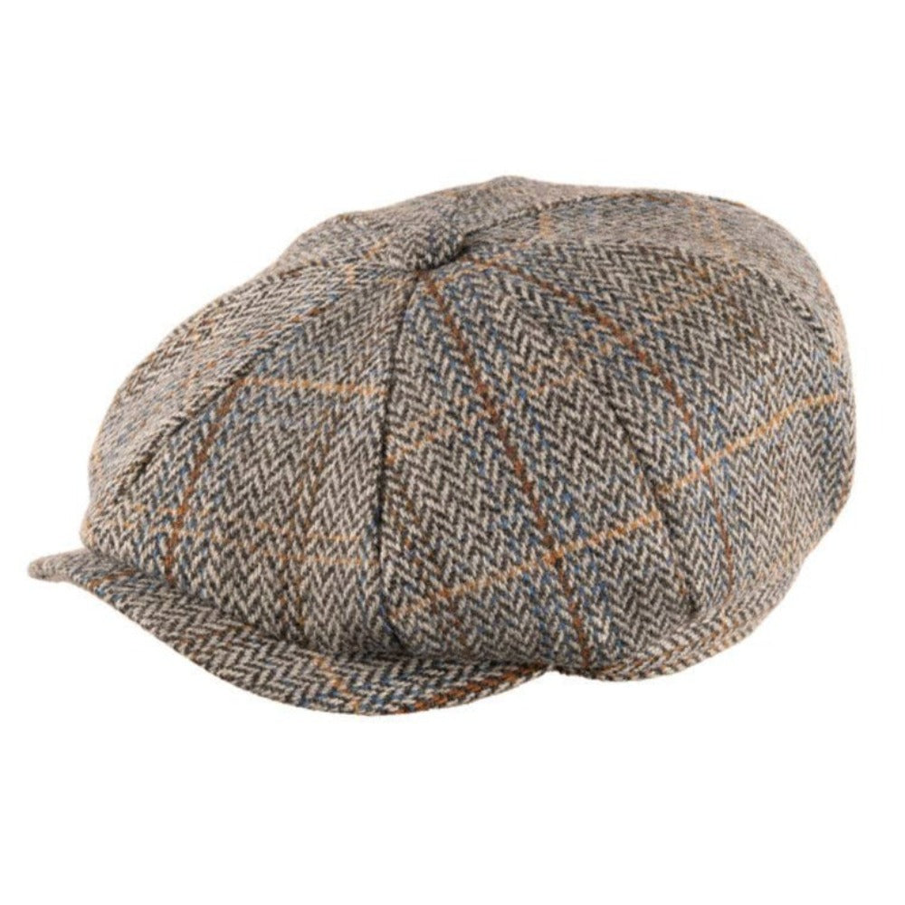 Carlyle Tweed Newsboy Cap: Jumbo Herringbone Grey -  fra Heritage Traditions hos The Prince Webshop