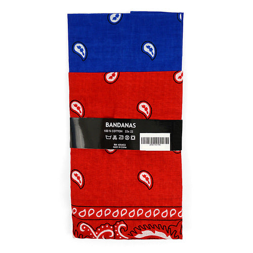 2 pak Bandanas - Rød & Blå Bomuld Paisley - Bandana fra Umo Lorenzo hos The Prince Webshop