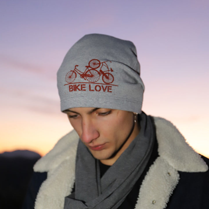 Fashion Beanie - Bike Love i Lysegrå Pique - Hue fra No Shirt No Shoes No Problem hos The Prince Webshop