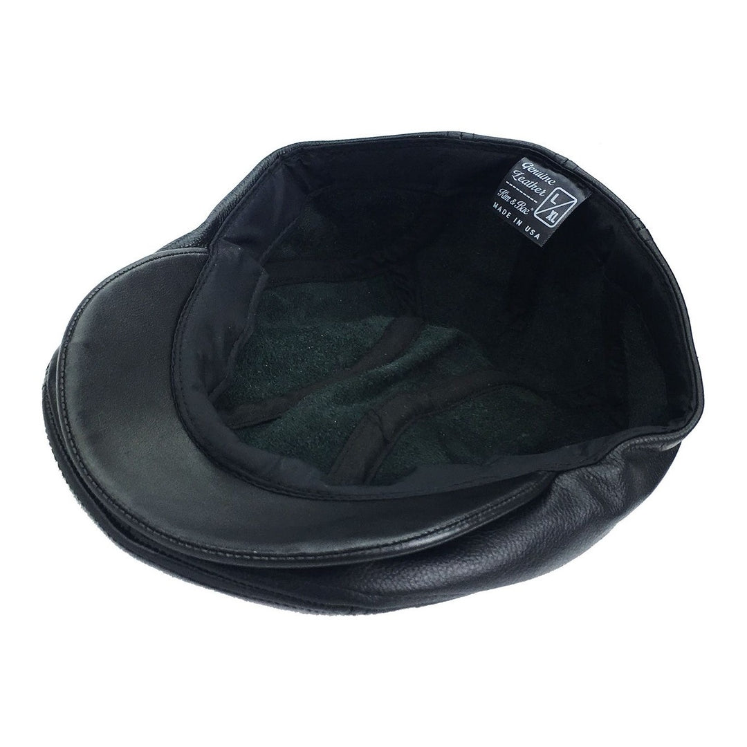 Sort Læder Sixpence Flat Cap - Flat Cap fra Ethos hos The Prince Webshop