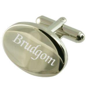 Bryllups Manchet Knapper Sølv Oval - Brudgom - Manchetknapper fra The Prince's Own hos The Prince Webshop