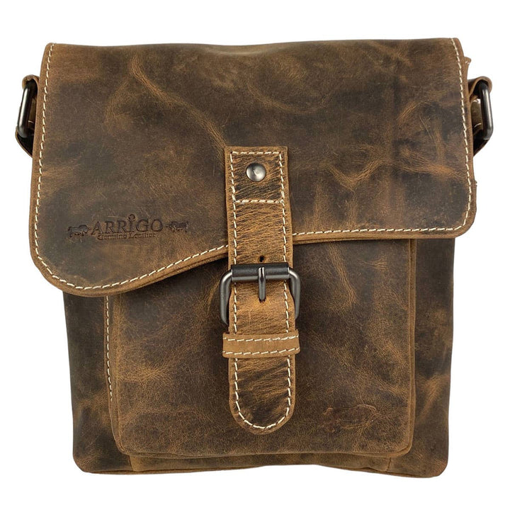 Arrigo Shoulder Bag with Flap Buffalo Leather - 3 Colours: Cognac -  fra Arrigo hos The Prince Webshop