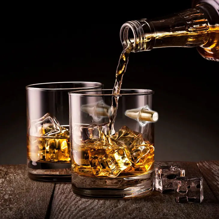 2 Stk. Unikke Bezrat Bullet Whiskey Glas - Whiskey Glas fra Bezrat Barware USA hos The Prince Webshop