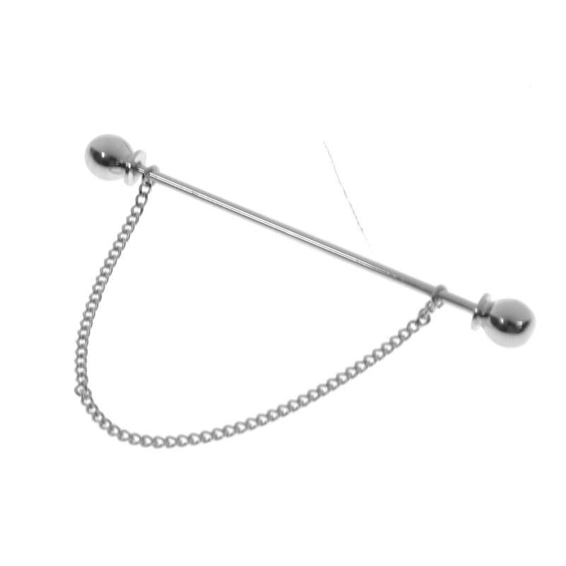 Collar Pin - Rhodium Double - Round End - Collar Bars fra Maximilian Moss hos The Prince Webshop