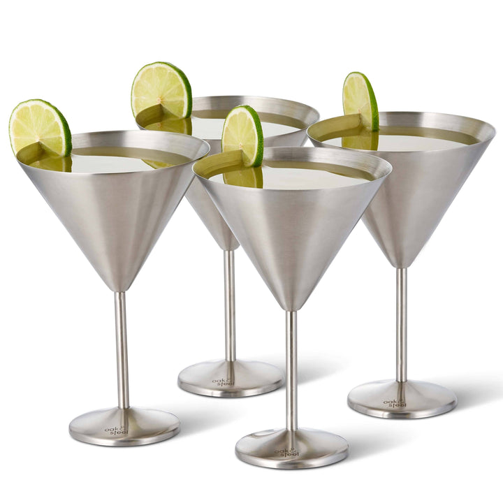 Oak & Steel - 4 Matte Silver Martini Cocktail Glasses - Cocktail Glas fra Oak & Steel hos The Prince Webshop