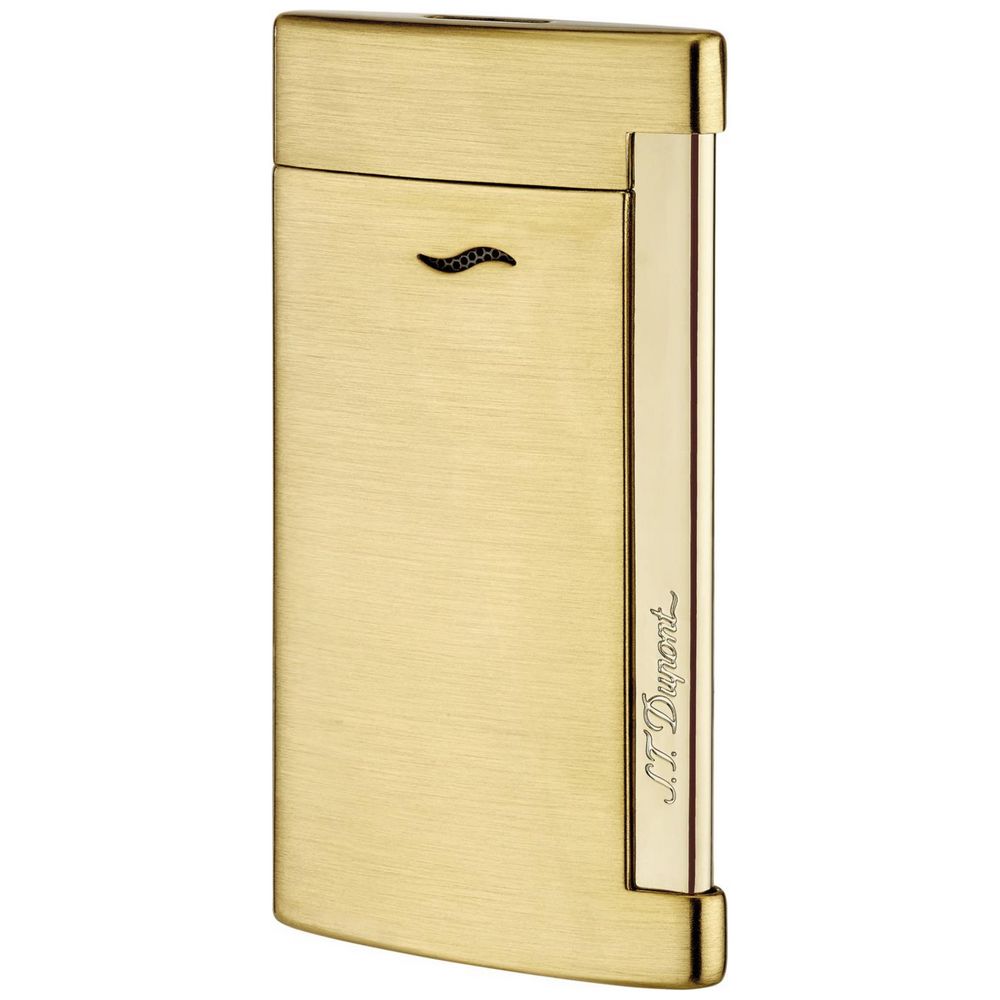 DUPONT SLIM 7 - Golden Brushed Jet Lighter - Lighter fra Dupont hos The Prince Webshop