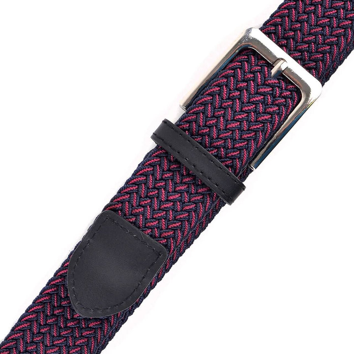 Flettet Elastik Bælte i Blåt & Bordeaux - 3 Længder - Bælte fra The Prince's Collection hos The Prince Webshop