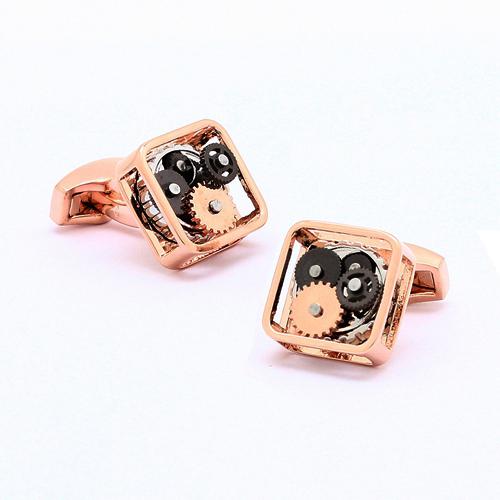 GEARS Steampunk Cufflinks - Square - Rose Gold - Manchetknapper fra Steampunk Cufflinks hos The Prince Webshop