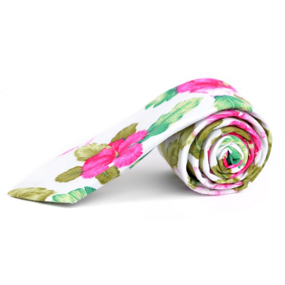 Smalt Hvidt Hawaii Hibiscus Slips - Slips fra Parquet hos The Prince Webshop