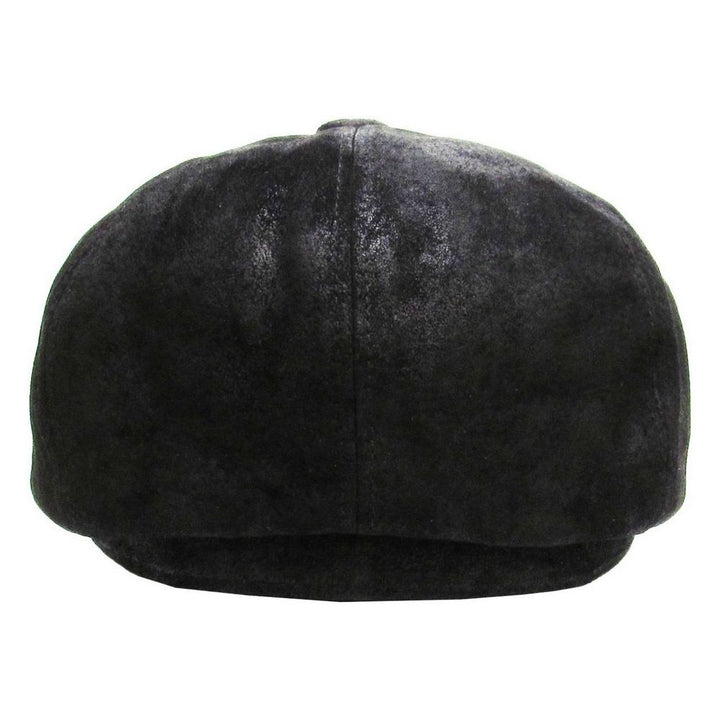 Sort Læder Newsboy Sixpence - Flat Cap fra Kim & Bae Classic Headwear hos The Prince Webshop