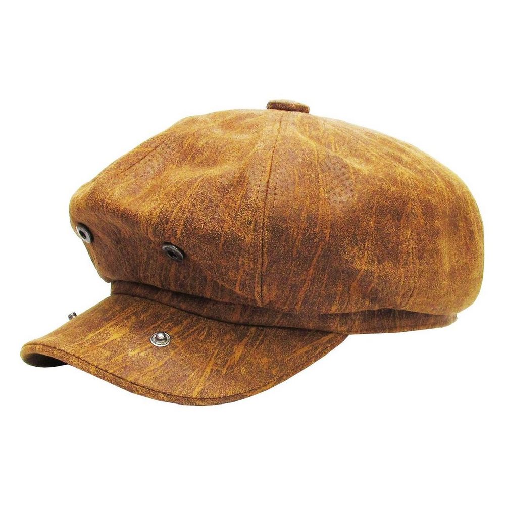 Lysebrun Læder Newsboy Sixpence - Flat Cap fra Kim & Bae Classic Headwear hos The Prince Webshop