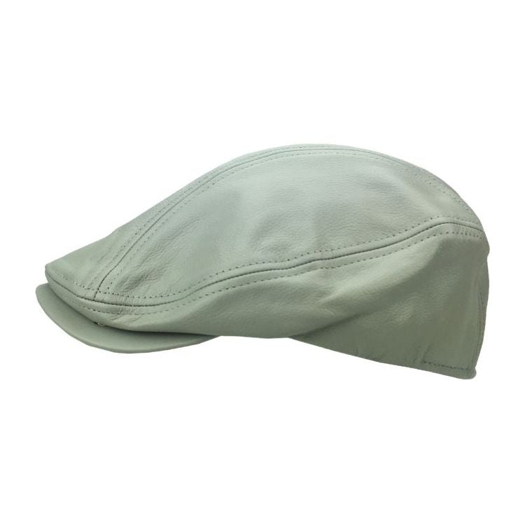 Lysegrå Læder Sixpence Flat Cap - Flat Cap fra Ethos hos The Prince Webshop