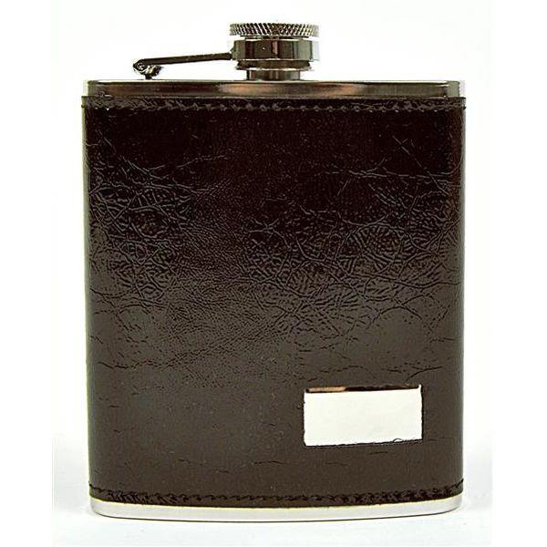 Lommelærke i Rustfrit Stål - 20 cl - Sort Læder - Lommelærke fra Gentlemens Depot hos The Prince Webshop