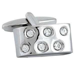 Manchetknapper Kurve med 6 Krystaller Sølv - Manchetknapper fra The Armitage Collection hos The Prince Webshop
