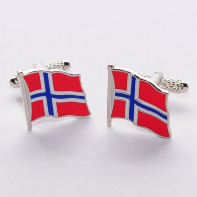 Manchetknapper Norges Flag Wavy - Manchetknapper fra Onyx Art of London hos The Prince Webshop