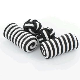 Manchetknuder Tønde Sort & Hvid - Manchetknapper fra Onyx Art of London hos The Prince Webshop