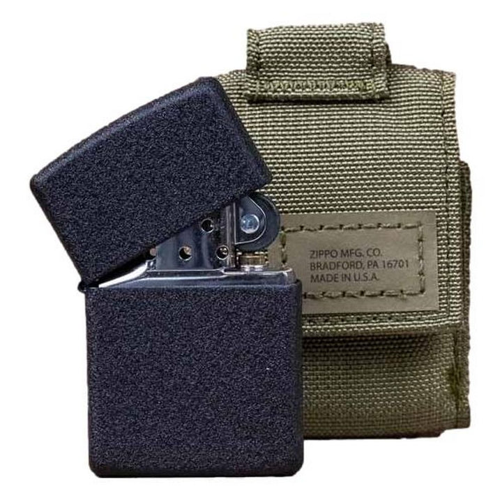 Zippo Molle Pouch OD Green + Black Crackle Lighter - Gave Ide fra Zippo hos The Prince Webshop