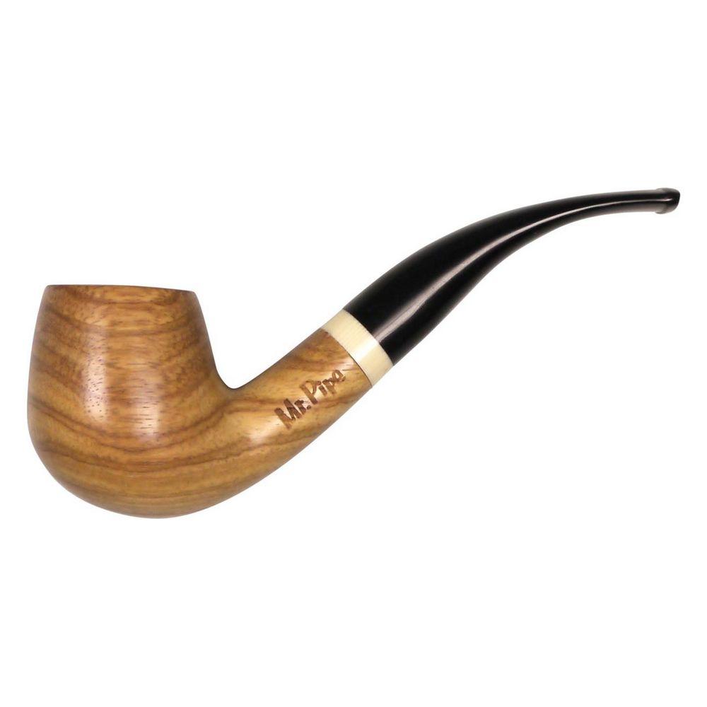 Mr. Pipe Pibe Natur Redwood Bøjet inkl. Stand - Pibe fra Mr. Pipe hos The Prince Webshop