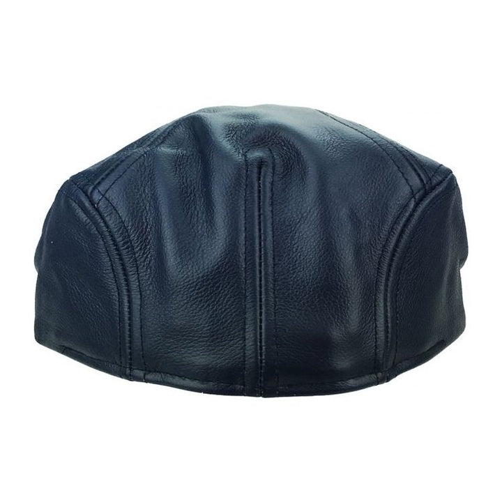 Mørkeblå Læder Sixpence Flat Cap - Flat Cap fra Ethos hos The Prince Webshop