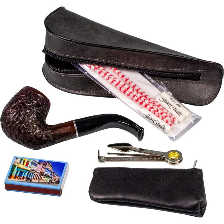 JEAN CLAUDE Pibe Begynder Sæt - Bent Sandblasted - Pibe fra Jean Claude hos The Prince Webshop