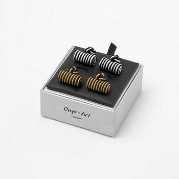 Silke Knude Manchetknapper 2 Sæt Tønder Sort & Navy - Manchetknapper fra Onyx Art of London hos The Prince Webshop