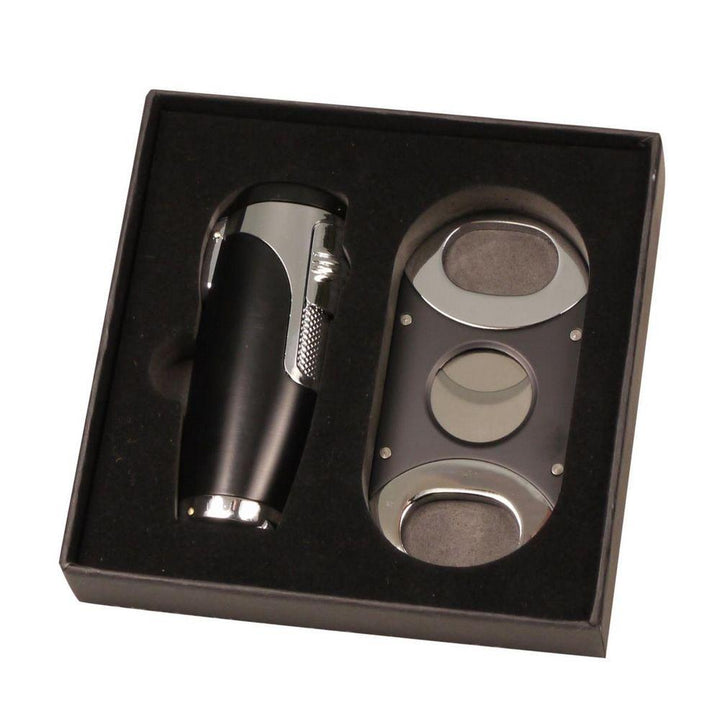 SKY 3-flame Jet Lighter med Cigar Cutter Sort - Lighter fra SKY hos The Prince Webshop