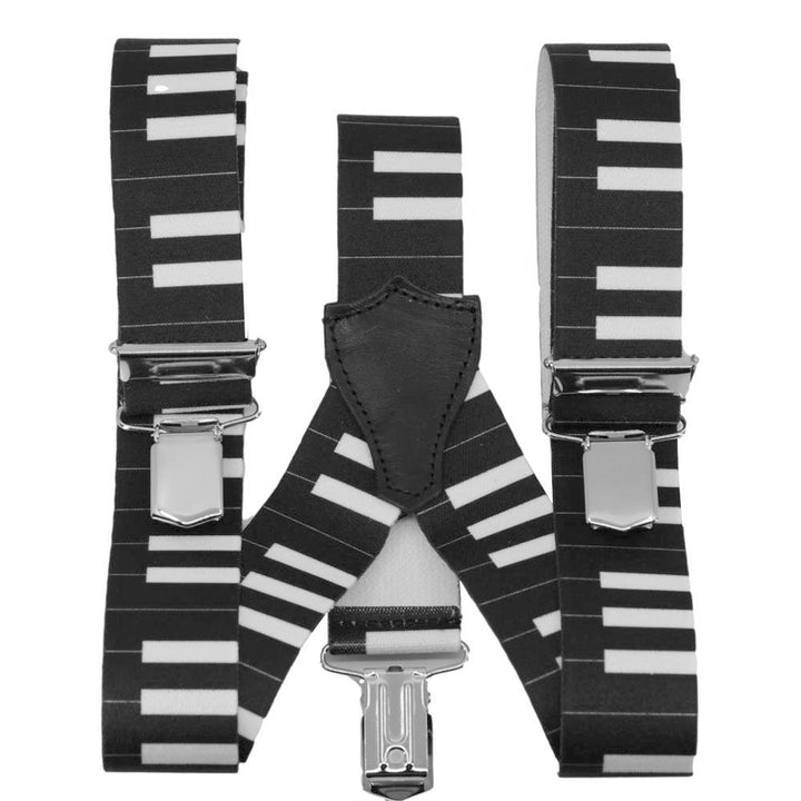 Sorte Piano Keyboard Seler med Sølv Clips - Seler fra SCANBELT Shooster hos The Prince Webshop