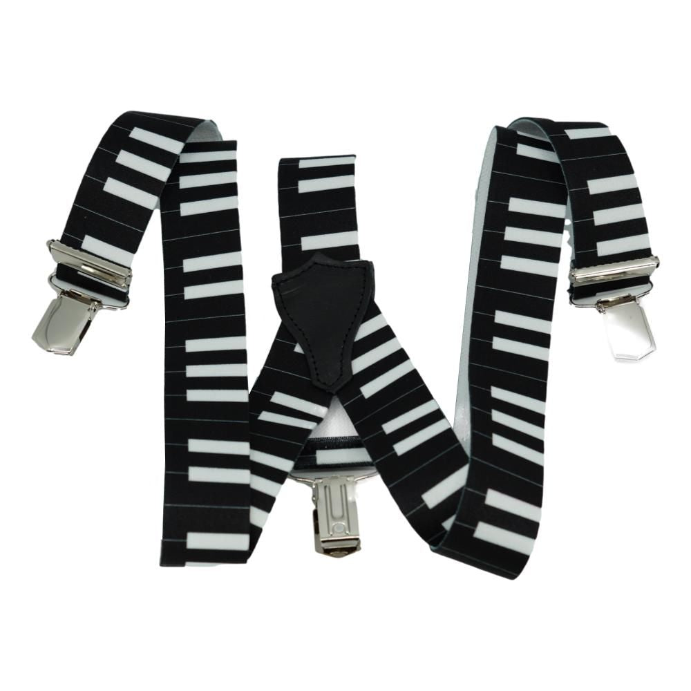 Sorte Piano Keyboard Seler med Sølv Clips - Seler fra SCANBELT Shooster hos The Prince Webshop