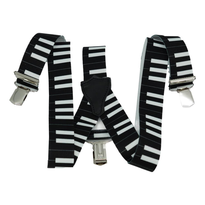 Sorte Piano Keyboard Seler med Sølv Clips - Seler fra SCANBELT Shooster hos The Prince Webshop