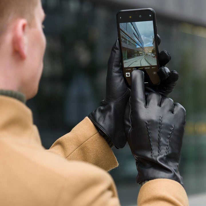 James Hawk Classic Leather Gloves - Sorte Handsker - Handsker fra James Hawk hos The Prince Webshop