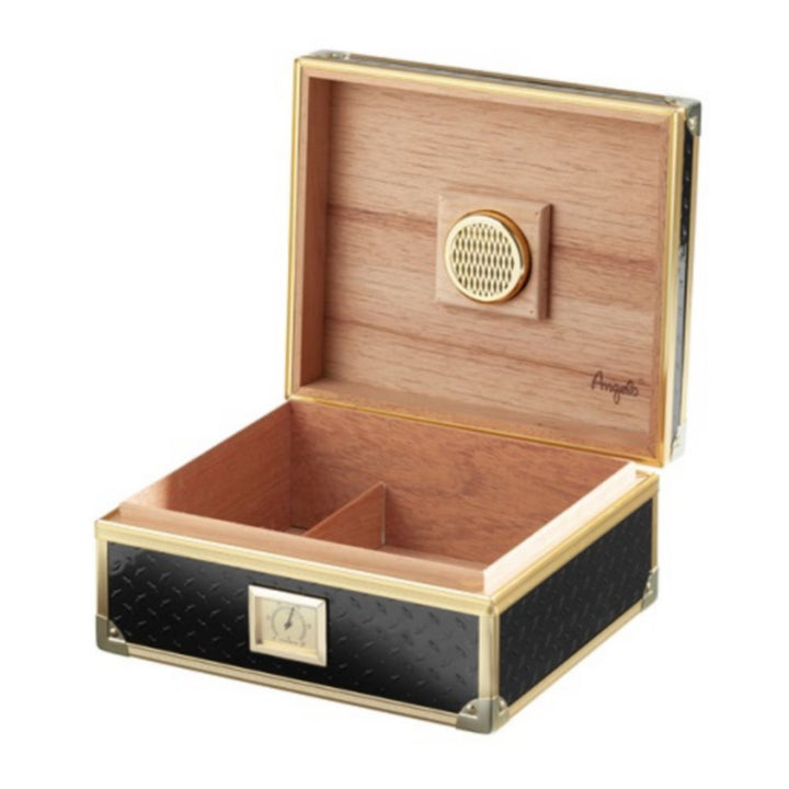 Angelo Mini Humidor Angelo Cigar Humidor - Black with Gold Frame – The Prince Webshop