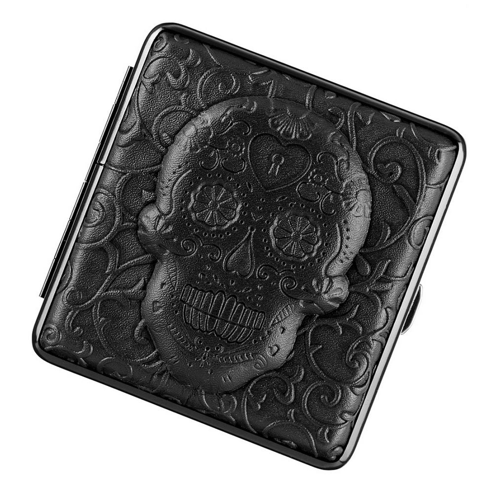 Angelo Schwarze Totenkopf Cigaretetui til 20 King Size - Cigaret Etui fra Angelo hos The Prince Webshop