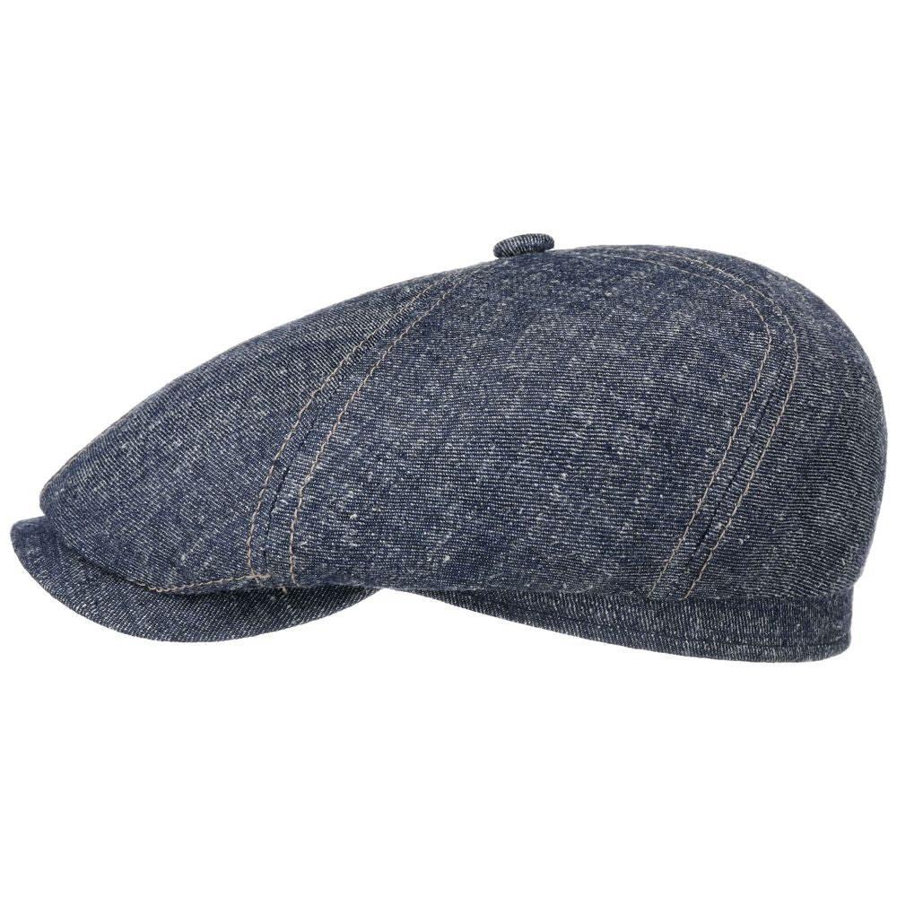 Stetson 6-panel Cap Linned/Silke - Blåmeleret - Flat Cap fra Stetson hos The Prince Webshop