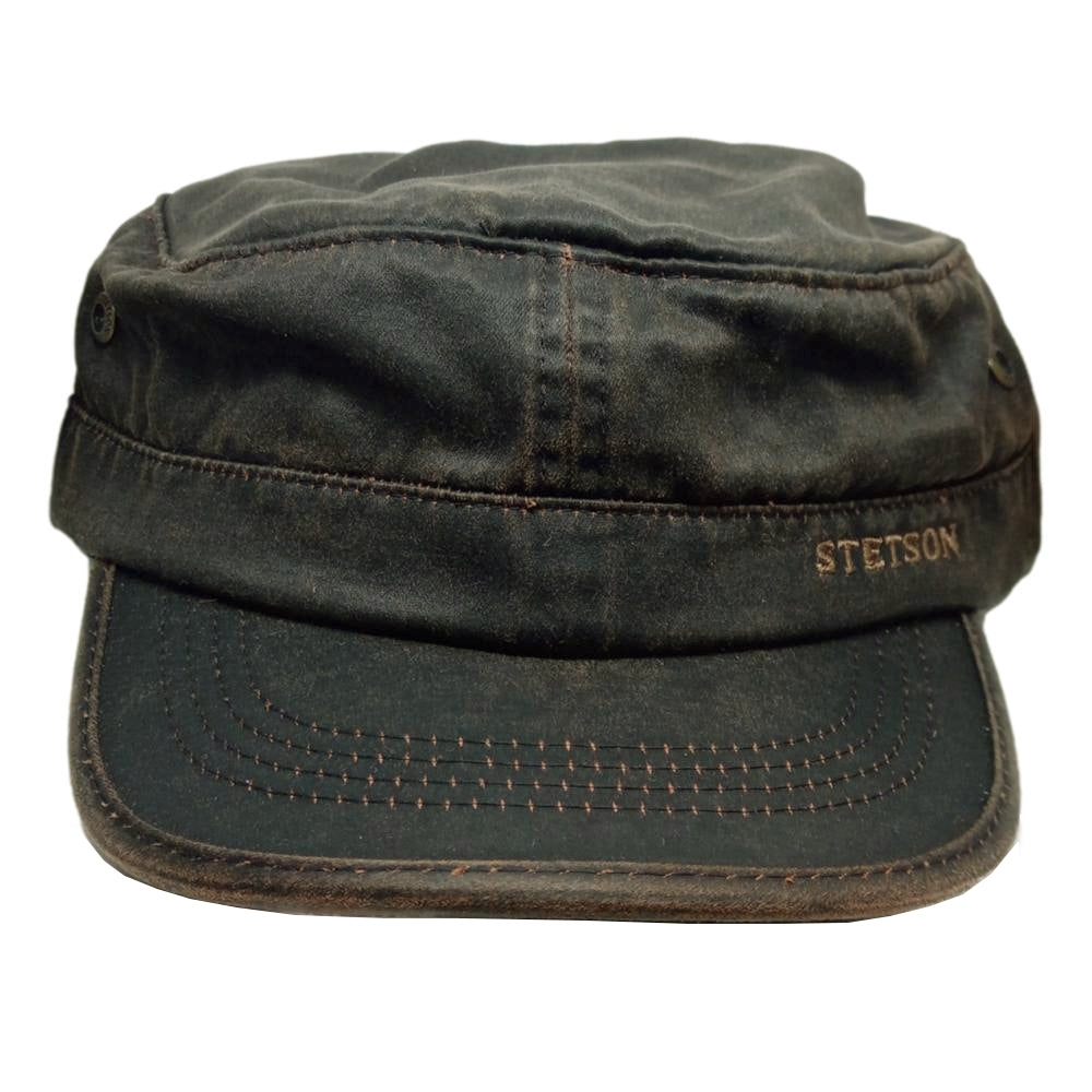 Brun Oilskin Look Stetson Army Cap - Army Cap fra Stetson hos The Prince Webshop