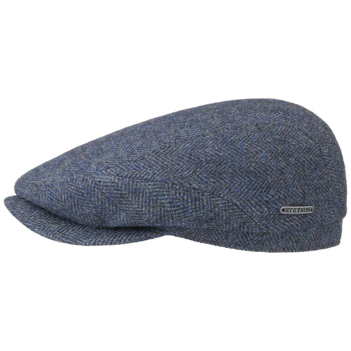 Stetson Driver Cap Wool Blå-meleret Herringbone - Flat Cap fra Stetson hos The Prince Webshop