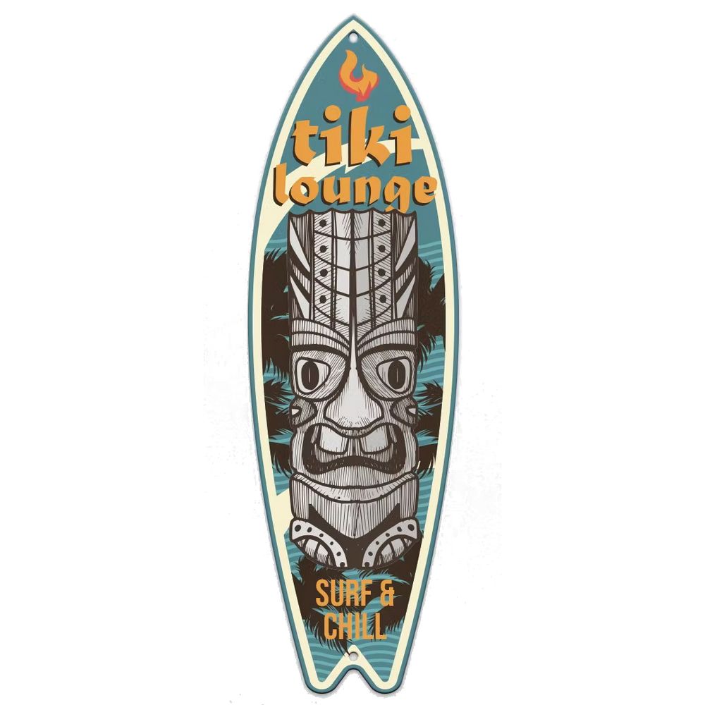 Retroworld Metalskilt Surfboard Tiki Lounge - Metalskilt fra Retroworld hos The Prince Webshop