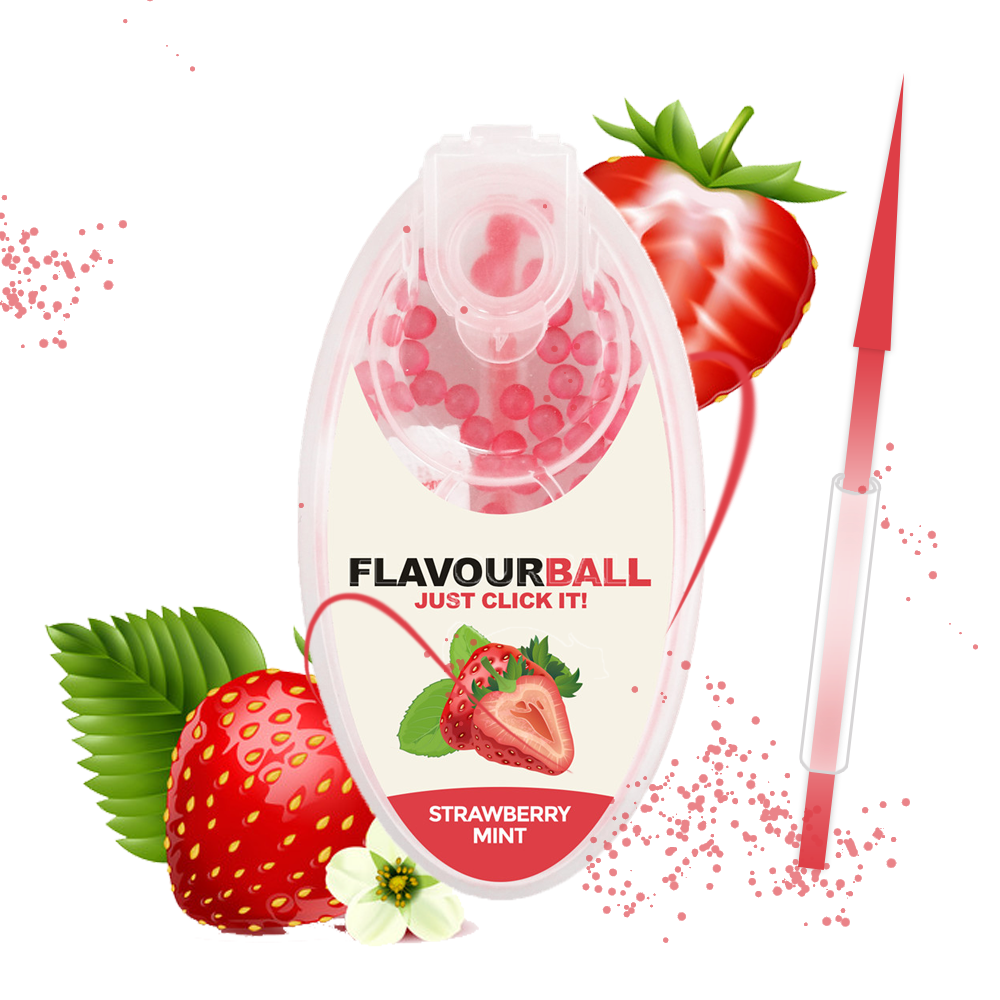 100 stk Cool Strawberry Mint Flavour Balls i Pod - Aroma Kugler fra FLAVOUR BALLS hos The Prince Webshop