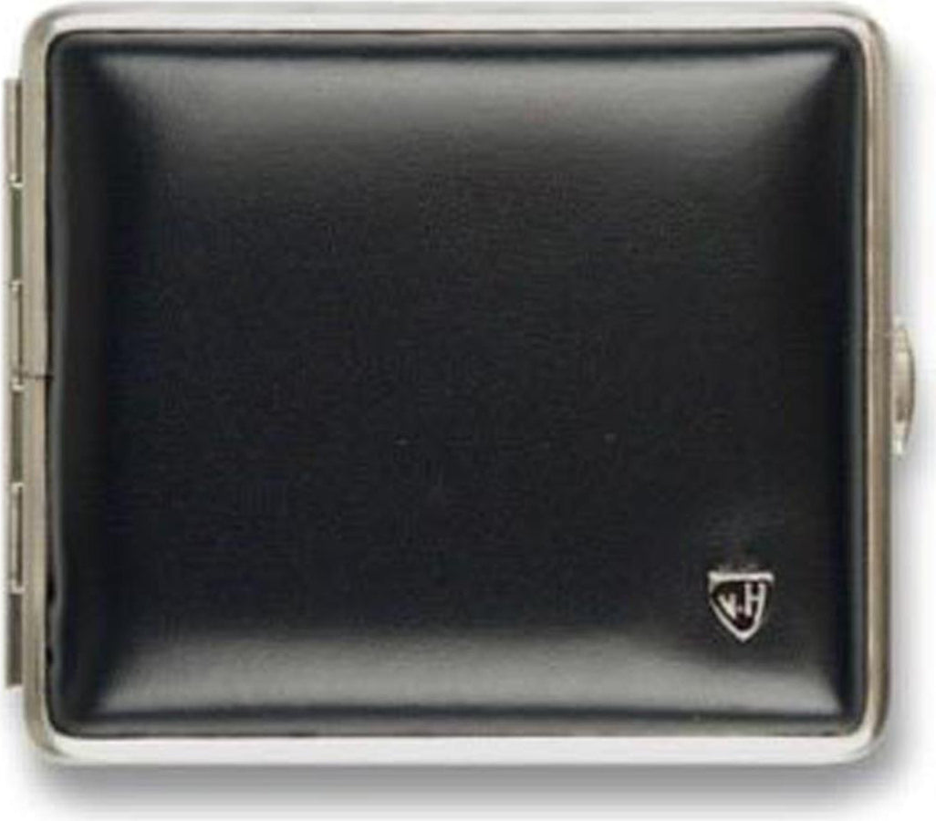 Vom Hofe Cigaret Etui - 18 King Size - Sort Læder m/Sølv - Cigaret Etui fra vom Hofe hos The Prince Webshop