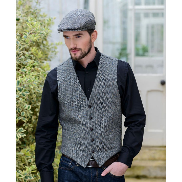 Mucros Tweed No. 1 Herringbone Waistcoat - Grå Vest - Vest fra Mucros Weavers Killarney hos The Prince Webshop