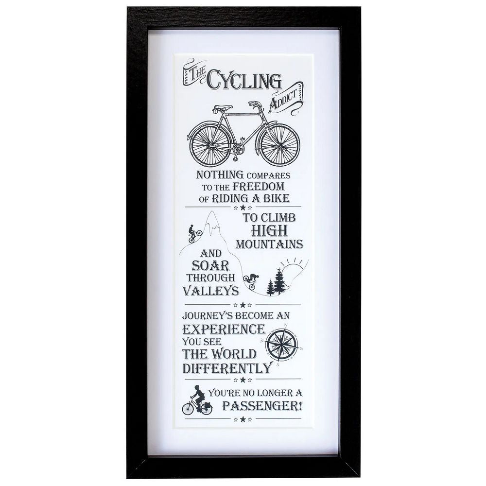Wall Art The Cycling Addict med Sort Ramme - Wall Art fra The Ultimate Gift for Man hos The Prince Webshop