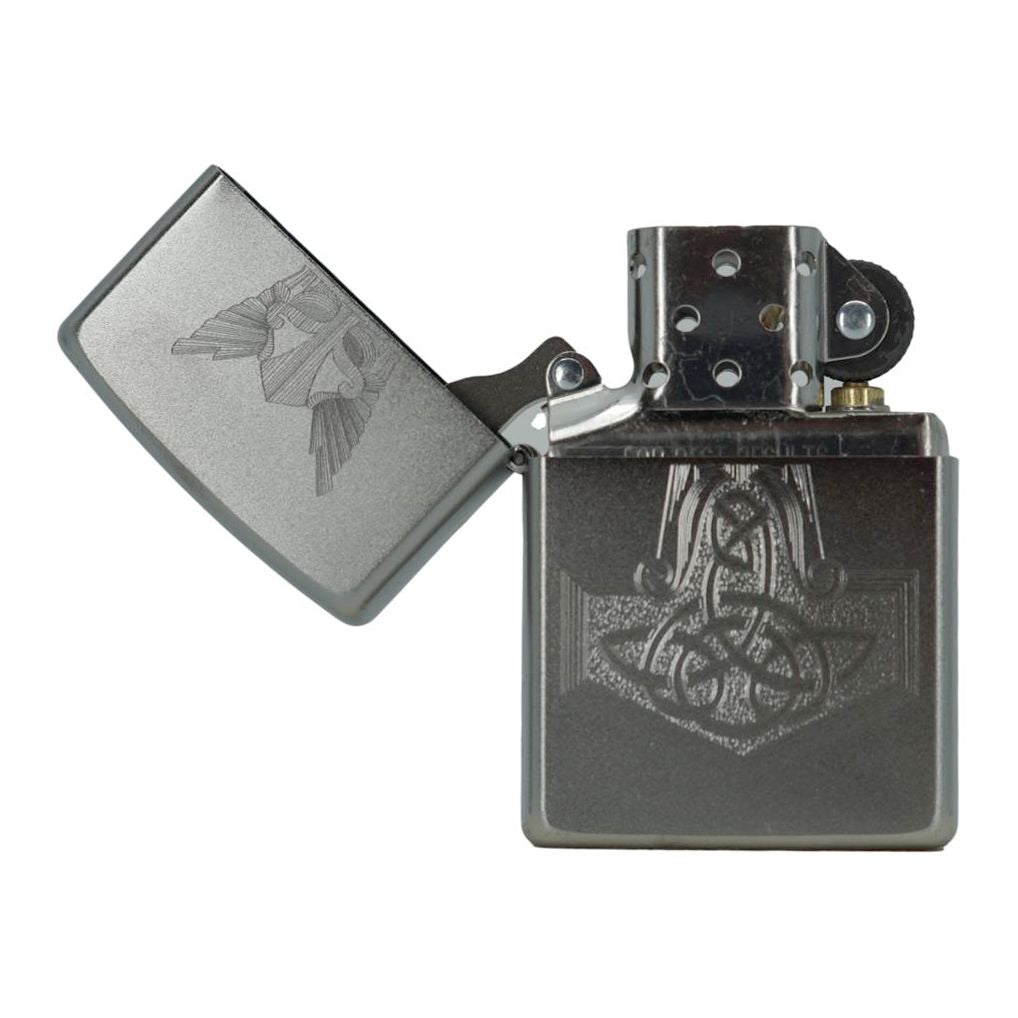 Hammer of Thor Zippo Lighter - Satin med Lasergravering - Zippo Lighter fra Zippo hos The Prince Webshop